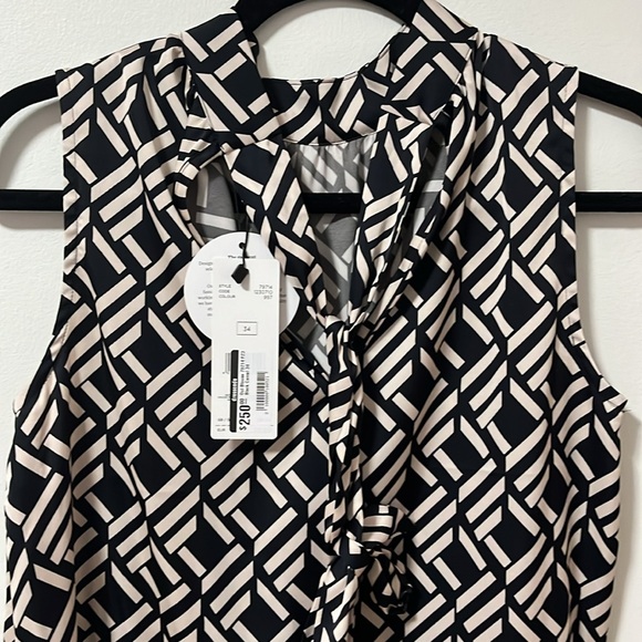 NWT OUI Satin Blouse - Camel/Black - Size 4 (EU 34) - Picture 7 of 10